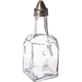 New Star Foodservice 22155 Glass Oil and Vinegar Cruet with Stainless Steel Top, Square, 6-Ounce, Set of 12