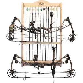 Rush Creek Creations | Wall Mounted Bow and Arrow Display Rack for Hunting & Archery Accessories | Real Tree 2-Bow Holder & 12-Arrow Storage | Handcrafted Small Bows & Big Bow Hanger w/ Arrow Holders