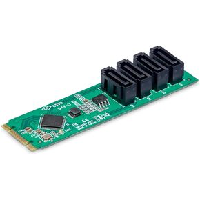 StarTech.com 4-Port M.2 to SATA Adapter Card, M.2 PCIe 3.0 to SATA HDD/SSD Expansion Card for Windows/macOS/Linux, TAA