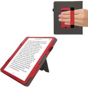 kwmobile Cover Compatible with Amazon Kindle Scribe (2024) Cover - Faux Leather/Suede Case with Stand - Dark Blue/Dark Grey