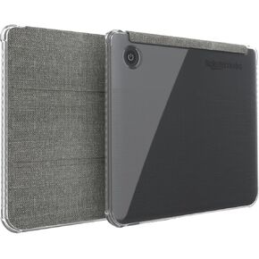 TUDIA SKN FLIP Designed for Kobo Libra Colour Case (2024) - [Auto Wake/Sleep Technology] Shockproof Slim Transparent TPU Back with Trifold Leather eReader Cover - Clear Grey