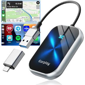 Wireless CarPlay Adapter – 5.8GHz Fast USB/Type-C Dongle for iPhone & Android, Easy Plug & Play, Auto Pairing，2025 Latest Version (Blue)