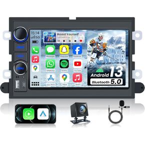 2+64G Upgrade Car Radio for Ford F150 F250 F350 2004-2008: 7'' 1280x800 IPS HD Touchscreen Wireless Carplay Android Backup Camera 5G WiFi SWC Bluetooth DSP