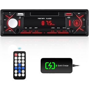 Single Din Bluetooth Multimedia Car Stereo Radio,Car Audio MP3 Player Support Hands-Free Calls/USB/FM/TF/AUX-in,Car Radio Receivers with Digital LCD Display