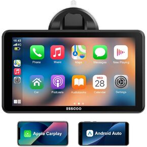A-pple Carplay & Android Auto,7 Inches Carplay Screen for Car with Light-Sensitive, Siri & G-oogle Assistant Voice Control, Mirror Link, Bluetooth,Suitable for Various Models