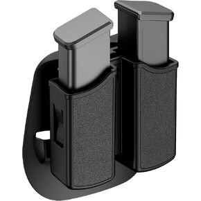 Magazine Holster, Double Mag Holder Fits 9mm .40 Double Stack Magazines, Universal OWB Magazine Pouch - Polymer Mag Carrier - Adjustable Rentention & Cant - Ambidextrous Open Carry Holster - Black