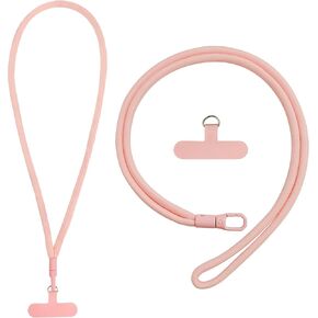 2Pack Universal Crossbody Patch Phone Lanyard Tether for Around The Neck,19in Fashion cute Phone Lanyards,Compatible with Most Smartphones(Pink)
