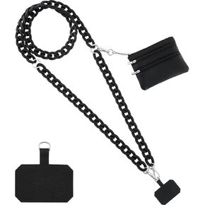 Bememo Clip and Go Strap for Phone with Wallet, Adjustable Crossbody Universal Phone Chains with Zippered Pouch for Women