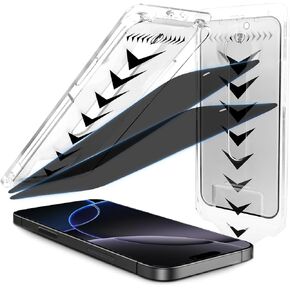 واقي شاشة خصوصية 2 عبوة لجهاز iPhone 16 Pro (6.3 ") ، مضاد للتجسس مع طقم التثبيت السهل [إزالة التلقائي] ، HD Glass & Bubble Free