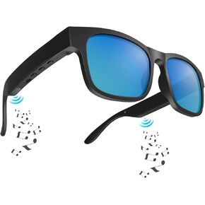 Smart glasses, Bluetooth sunglasses for men and women Dual speakers and Hands-free calling, Polarized lenses, Apply to outdoor sports,travel, Drive listening to music(Blue lenses)