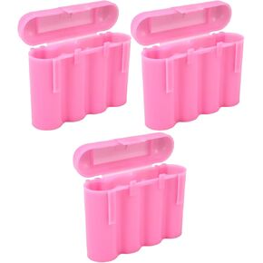 AA AAA Pink Plastic Battery Storage Case Holder Box USA Ship (Pack of 3)