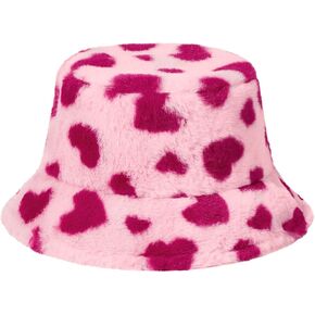 Durio Fuzzy Bucket Hat for Women Fluffy Bucket Hat Warm Fur Hat for Women Winter Hats for Women Colorful