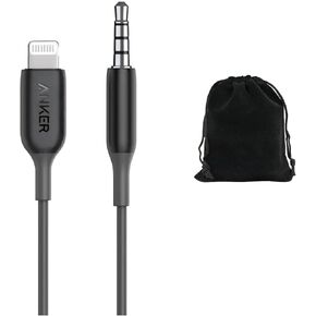 Anker A8194 3.5mm Audio Cable with Lightning Connector, 3ft/0.9m, Durable Braided Design for iPhone 14/13/12/11, iPad, iPod - Premium Sound and Reliable Compatibility, Includes Pouch