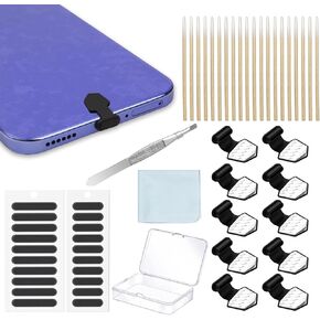 10 Pack USB C Cover, USB C Dust Plug, USB C Port Cover, Phone Speaker Cover Suitable for IPhone 15 Series,with CCleaning Tools