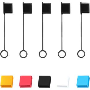 5Pcs USB Cap USB A Cable Anti Dislodgement Lanyard + 5Pcs USB A Male Anti Dust Plugsilicone Soft Fit Dust and Oxidation Resistant Protective Adapter Cover for Android iPhone Cable Dust (Black)