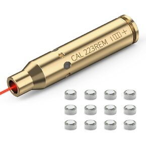 Bore Sighting Laser 223/5.56mm Red Laser Easy Adjust and Zeroing Optics Bore Sighter with 4 Sets Batteries for Scope Sighting
