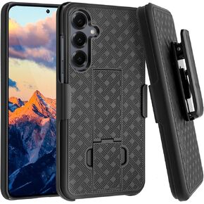 Fingic for Samsung Galaxy S25 Plus Case with Belt Clip Holster Case Slim Combo Shell with Kickstand Swivel Holster Rugged Shockproof Antiscratch Fullbody Protective Case for Galaxy S25 Plus,2025,Black