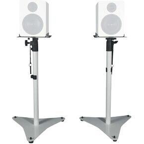 Pair Rockville RVSM5 White Adjustable Studio Monitor Bookshelf Speaker Stands