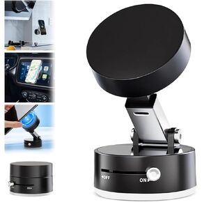 Vacuum Magnetic Suction Phone Holder, 2025 New Magnetic Suction Phone Mount, Foldable and Retractable Double-Sided Magnetic Phone Holder, Folding Swivel Stand for All Phones/Car/Mirror/Gym (White)