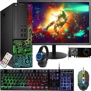 Dell RGB Gaming Desktop Computer PC, Intel Core i5, GeForce GT 1030 2GB GDDR5, 16GB RAM, 512GB SSD, 24 Inch HDMI Monitor, RGB Keyboard Mouse and Headset, WiFi, Windows 10 Pro (Renewed)