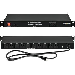 10-Outlets Surge Protector Power Distribution Unit, 120V 15A 3600 Joules 10KA, 1U PDU Horizontal Rack Mount Power Strip for Network Server Racks,Audio and Video,w/14AWG 6 ft Cord by ThePoEstore