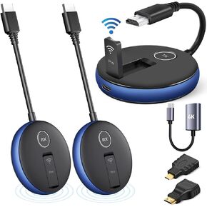 Wireless HDMI PRO- One Transmitter and Two Receiver, Wirelessly Multi-TV Extender Kit, Heat-Control, Plug and Play, 165FT/50M 2.4G/5.8G @60Hz, Stream Video/PPT from Laptop/PC to Multiple HDTV/Monitor