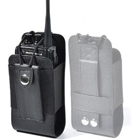 HYS Universal MOLLE Radio Leather Holster, Adjustable Single Radio Pouch Two-Way Radio Holster for Motorola GP88 GP328 APX 6000/8000 Walkie Talkies, for Midland Uniden President Handheld CB Radio
