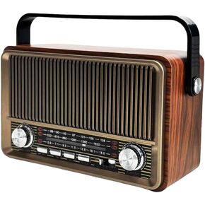 Retro AM/FM Radio with Bluetooth Speaker and TF/USB Playback Function, Vintage Design Radio with Large Tuning Dial, Long Battery Life