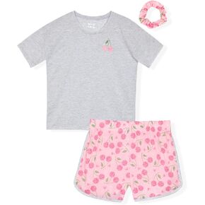 Sleep On It Girls Pajamas Short Sets 4 Piece Tank Top and Short Sleeve Summer Sleepwear for Kids (2 Full Sets)