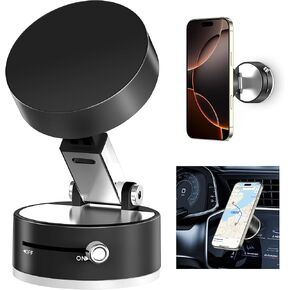CreaDream Vacuum Magnetic Suction Phone Holder, Foldable Suction Phone Mount, Magnetic Suction Cup Phone Holder for iPhone 16/15/14/13/12, for Smooth Surfaces Such as Shower, Car, Mirror