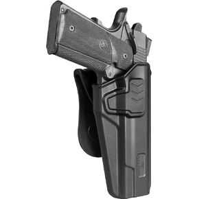 OWB Holster Compatible with 5'' 1911 No Rail, Fits for 1911 Colt/Elite Force/Kimber/Springfield/RIA/S&W/Taurus/Ruger and More, Soft Silicon Paddle 360-Degree Adjustable, Level II Retention Release