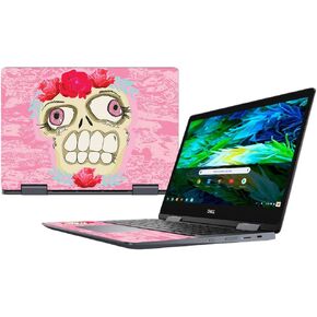 MightySkins Skin Compatible with Dell Inspiron Chromebook 14" (2018) - Happy Sugar Skull | Protective, Durable, and Unique Vinyl Decal wrap Cover | Easy to Apply, Remove | Made in The USA