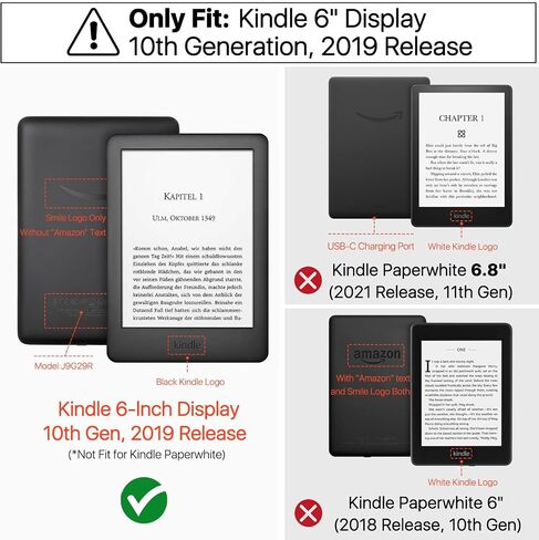 حالة TNP لـ Kindle 10th Generation - Slim & Light Smart Cover مع عرض Auto Sleep & Wake لعرض Amazon Kindle E -Reader 6 "، الإصدار العاشر 2019 (كتاب التكوين الأسود) in Saudi Arabia