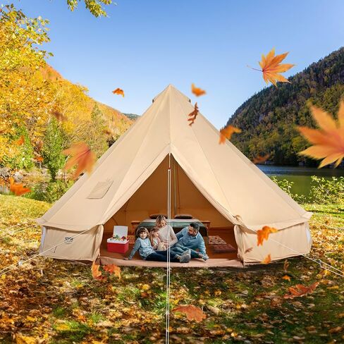 VEVOR Canvas Tent Bell Tent, Yurt Tent 4 Seasons for Camping with Stove Jack, Breathable Tent Holds up to 4 People, Family Camping Outdoor Hunting Party in Saudi Arabia