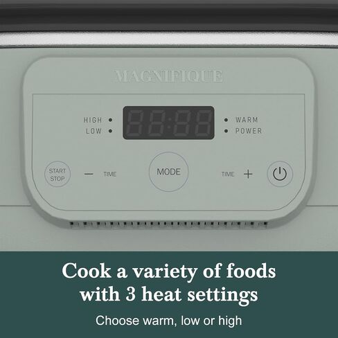 MAGNIFIQUE 6 Quart Programmable Slow Cooker Removable Healthy Nonstick Pot - Small Kitchen Appliance for Family Dinners - Serves 6+ People - Heat Settings: Keep Warm Olive in Saudi Arabia