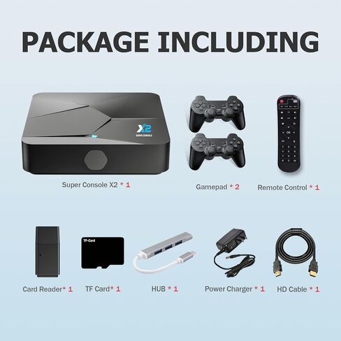 Bearway Super Console X2 Retro Video Game Somevels 60،000+ Game 60+ Emulators 2 Systems in 1/Games/TV Audio 4K HD Output مع 2 وحدات تحكم متعددة (256 جم) in Kuwait