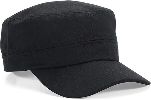 Lertree قابلة للتعديل للجنسين المسطحة Twill كلاسيكية البيسبول قبعة العسكرية قبعة العسكرية 22-23.6 في Cadet Cap (أسود) in Kuwait