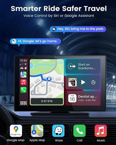 شاشة Carplay اللاسلكية للسيارة ، شاشة تعمل باللمس ستيريو محمولة بقيمة 9 بوصات ، Carplay و Android Auto مع 1080p النسخ الاحتياطي مرآة Link FM GPS in Saudi Arabia