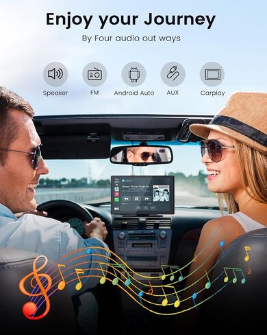 شاشة Carplay اللاسلكية للسيارة ، شاشة تعمل باللمس ستيريو محمولة بقيمة 9 بوصات ، Carplay و Android Auto مع 1080p النسخ الاحتياطي مرآة Link FM GPS in Saudi Arabia