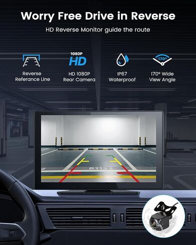 شاشة Carplay اللاسلكية للسيارة ، شاشة تعمل باللمس ستيريو محمولة بقيمة 9 بوصات ، Carplay و Android Auto مع 1080p النسخ الاحتياطي مرآة Link FM GPS in Saudi Arabia