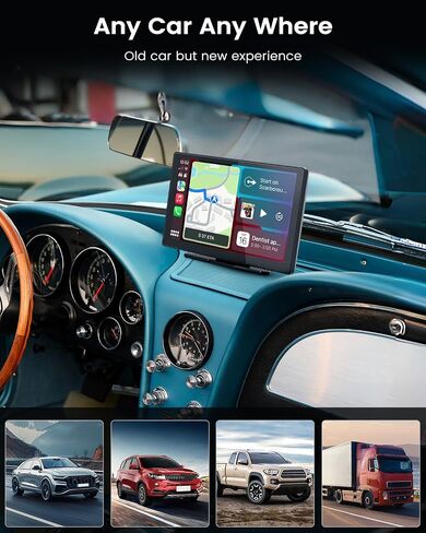 شاشة Carplay اللاسلكية للسيارة ، شاشة تعمل باللمس ستيريو محمولة بقيمة 9 بوصات ، Carplay و Android Auto مع 1080p النسخ الاحتياطي مرآة Link FM GPS in Saudi Arabia