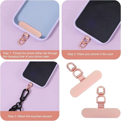 2pcs Universal Phone Tether Tab, Oval Cell Phone Lanyard Strap Patche Metal Charm Hook Lanyard Pad for Phone Cases in Saudi Arabia