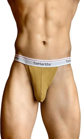 Tinharthy Men G-String T-Back Thongs Cotton Breathable Underpants Jock Strap for Male Athletic Supporters in Saudi Arabia