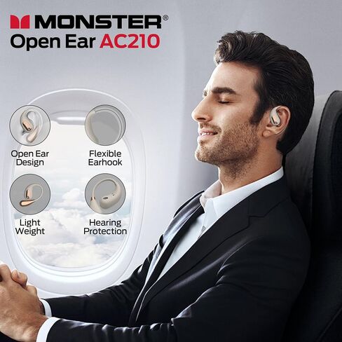 سماعات الرأس Open Open Ear AC210 ، بلوتوث 5.4 سماعات أذن صوت ، سماعات الرأس اللاسلكية لمدة 30 ساعة ، شحن Type-C ، سماعات أذن مقاومة للماء IPX5 ، أبيض ، أبيض in Saudi Arabia