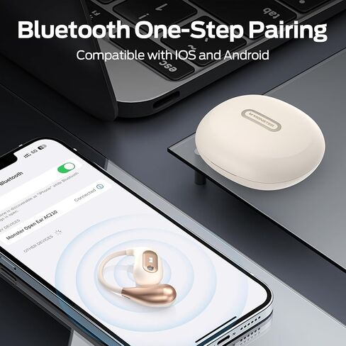 سماعات الرأس Open Open Ear AC210 ، بلوتوث 5.4 سماعات أذن صوت ، سماعات الرأس اللاسلكية لمدة 30 ساعة ، شحن Type-C ، سماعات أذن مقاومة للماء IPX5 ، أبيض ، أبيض in Saudi Arabia