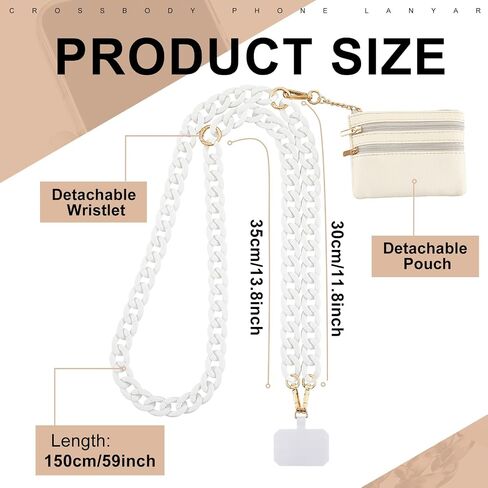 Bememo Clip and Go Strap for Phone with Wallet, Adjustable Crossbody Universal Phone Chains with Zippered Pouch for Women in Kuwait