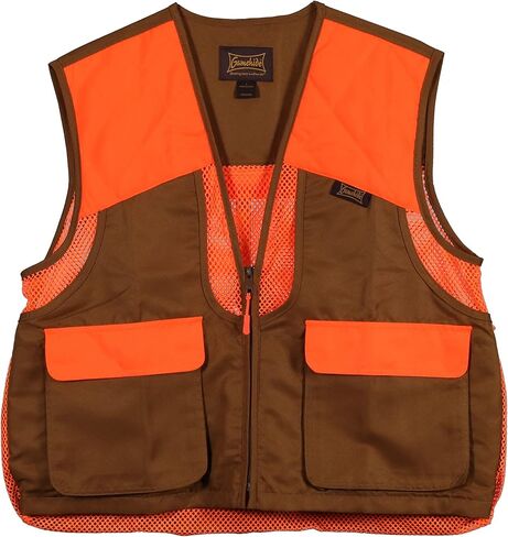 Gamehide Mens Quail Hunting Vest Upland Front Loading With Mesh Back Orange Blocking in Saudi Arabia
