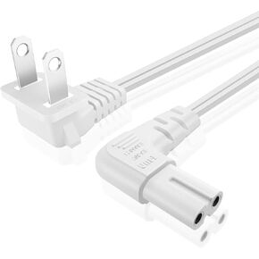 TNP 2 Prong Power Cord NEMA 1-15P to IEC320 C7 Right Angle Power Cable Replacement for PS5 & PS4, Power Cord for Xbox Series S/X, Xbox One S/X, Printers, LG, Samsung, TCL, Apple TV, 10ft, White
