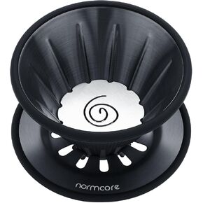 Normcore 2-in-1 Pour Over Coffee Dripper, Brews 1-2 Cups Coffee Brewer, Use V60 and Wave Filter Paper Brewer, 304 Stainless Steel, Black