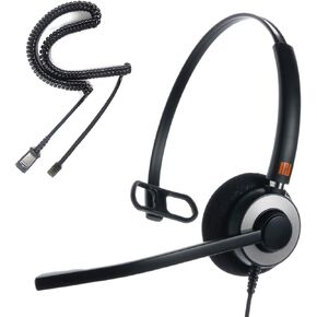 IPD IPH-160 Phone Headset with Noise Cancelling Microphone for Office and Call Center- Comapatible with Polycom VVX, Aastra,Avaya Digital, Nortel,Samsung,Mitel landline Phones.